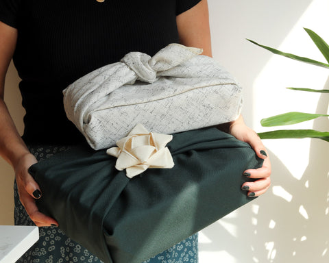Furoshiki - Forest - Reusable gift wrap made of salvaged fabric