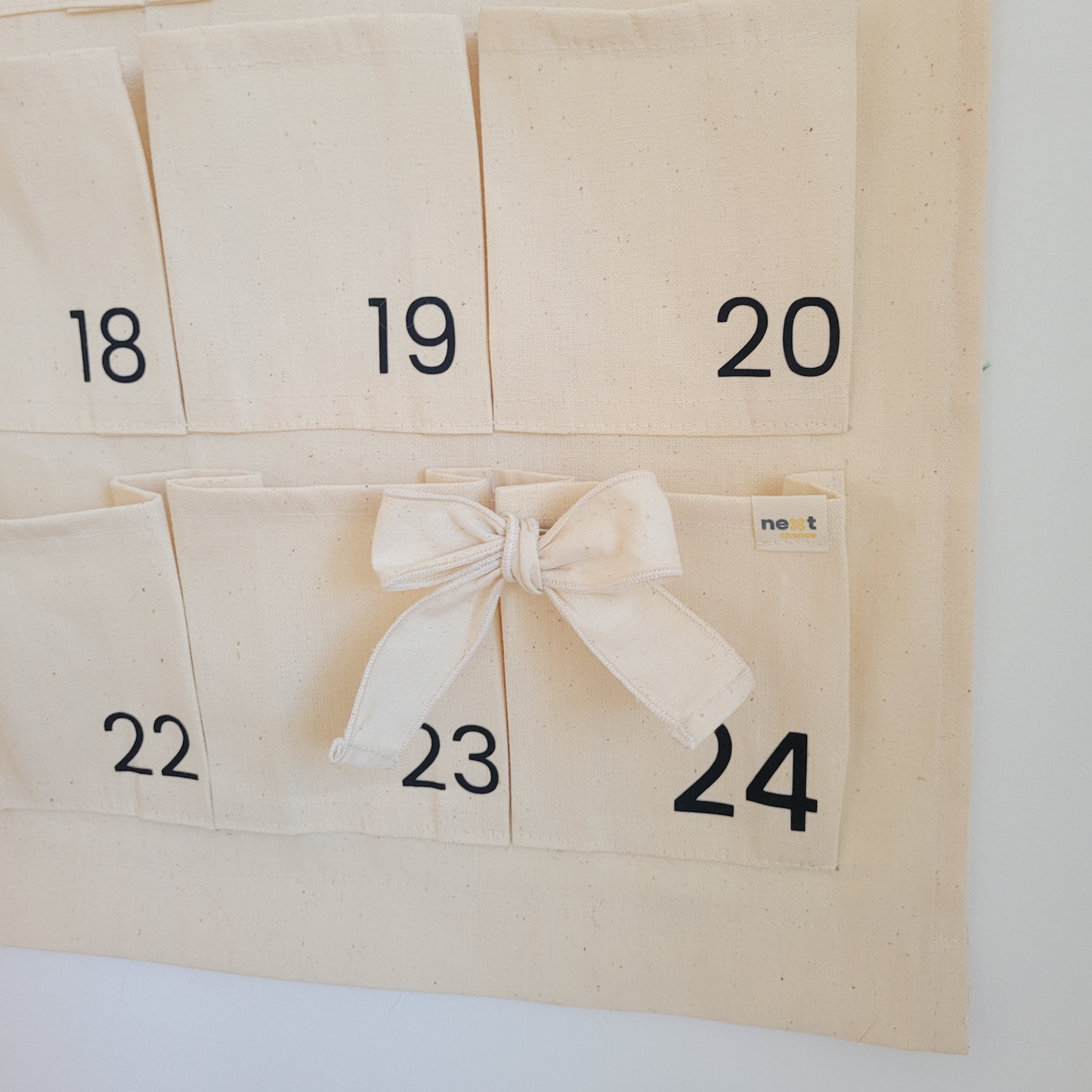 Next Chance Calendrier de l'Avent tissu récupéré coton chiffres bleu marine