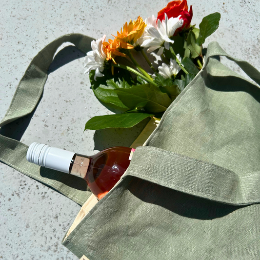 Sac réutilisable tote bag doublé - Sauge